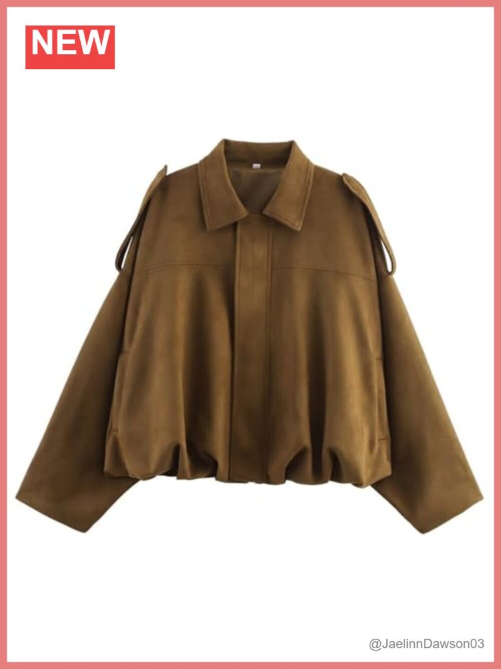 Womens Faux Suede Bomber Jacket Oversized Cropped Coat with Pockets